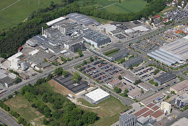 KURZ headquarters with solar panels from a bird's eye view